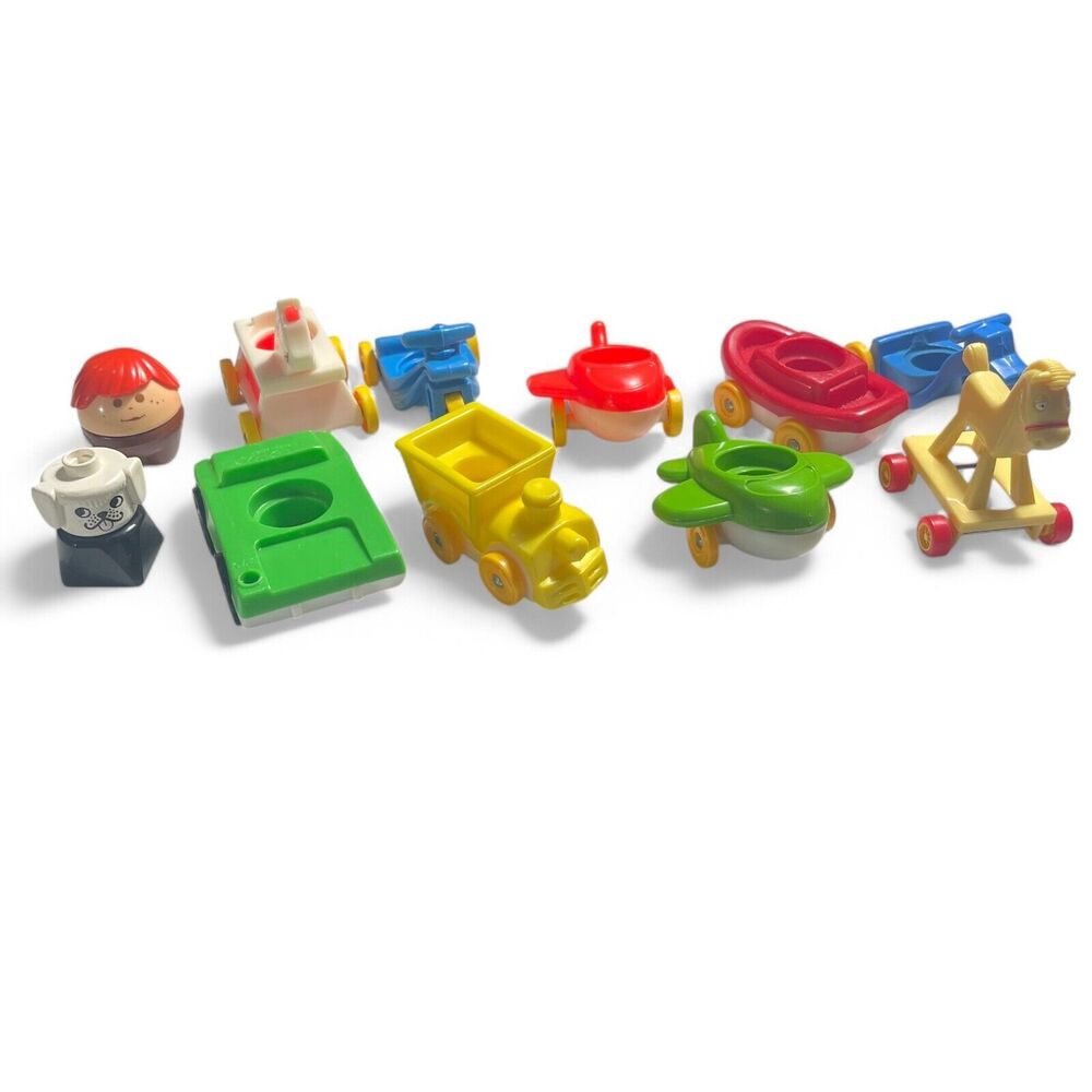 Vintage Little People Nursery Toys Airplane Horse Car Trike Train Boat Lot BONUS